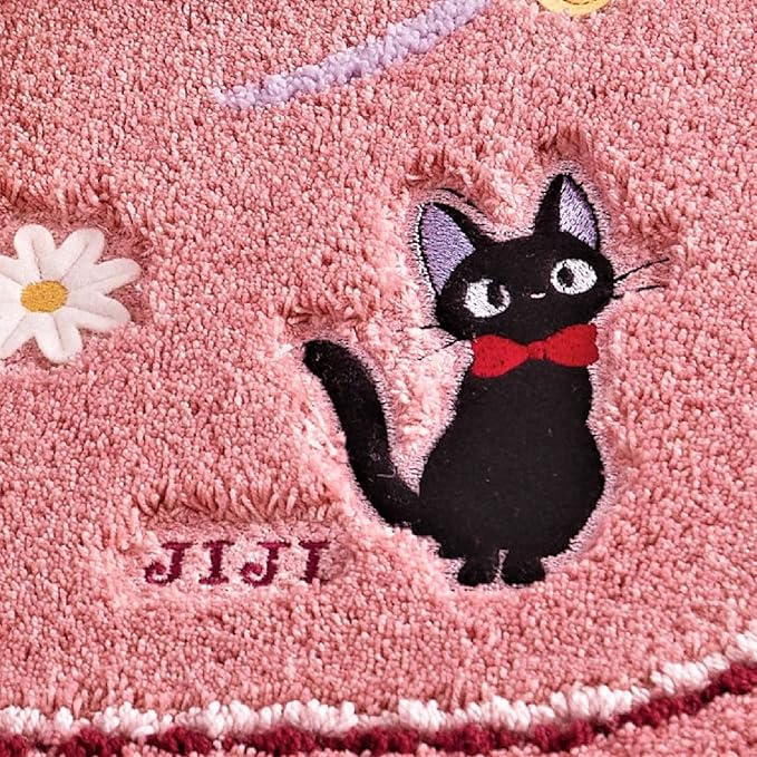 Kiki’s Delivery Service Jiji Toilet Mat – Antibacterial Acrylic, Non-Slip, Ghibli Bathroom Collection (Pink, 58 × 60 cm)