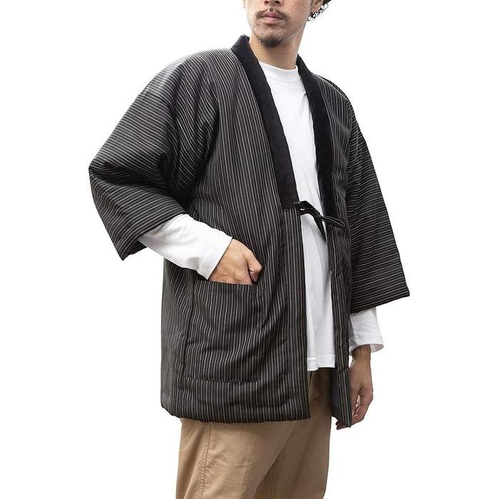 Wata no Sato Men’s Kurume Hanten – Handmade in Japan | Short Winter Coat | Cotton-Filled Traditional Jacket