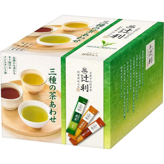 Tsujiri Instant Japanese Tea Assortment – Sencha, Genmaicha & Hojicha 100 Sticks