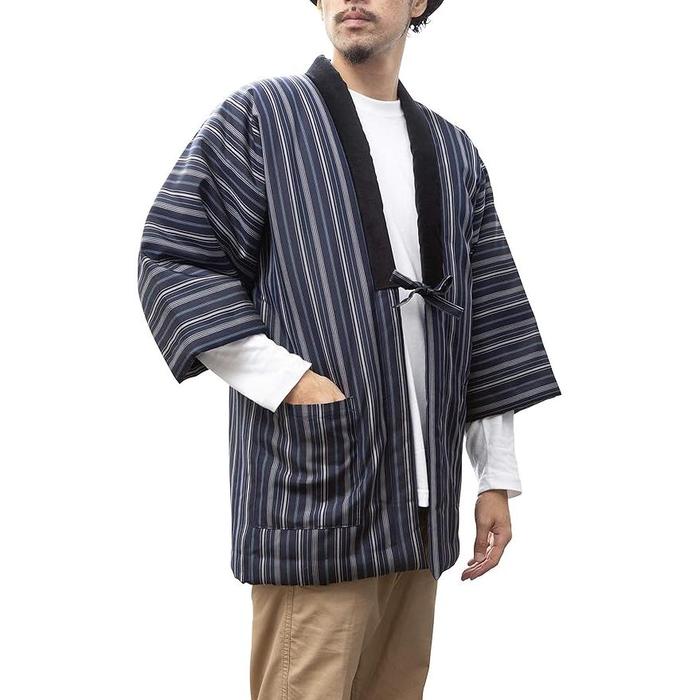 Wata no Sato Men’s Kurume Hanten – Handmade in Japan | Short Winter Coat | Cotton-Filled Traditional Jacket