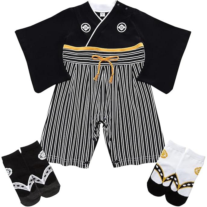 Baby Hakama Romper – Traditional Japanese Style Outfit for Boys (70–100 cm)