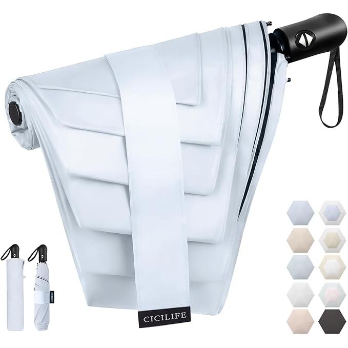 CICIBELLA Folding UV Parasol – 100% UV Protection, Full Blackout, Auto Open/Close