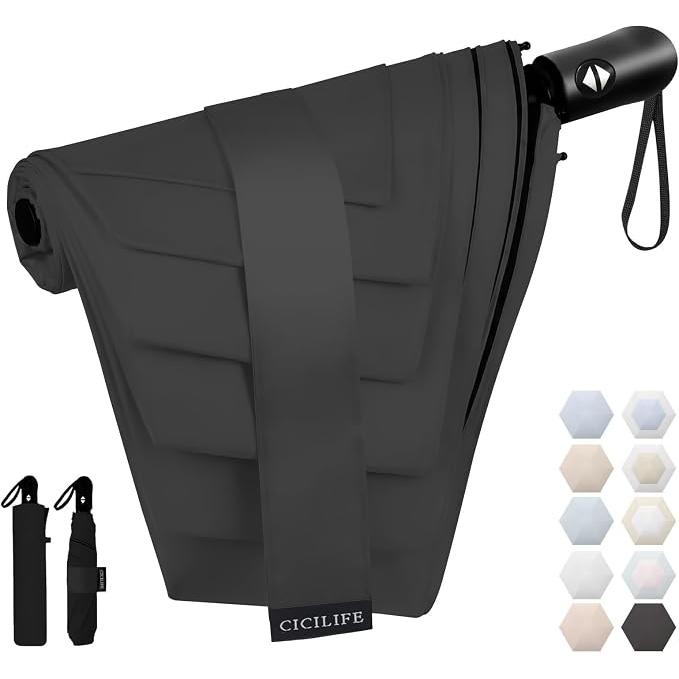 CICIBELLA Folding UV Parasol – 100% UV Protection, Full Blackout, Auto Open/Close
