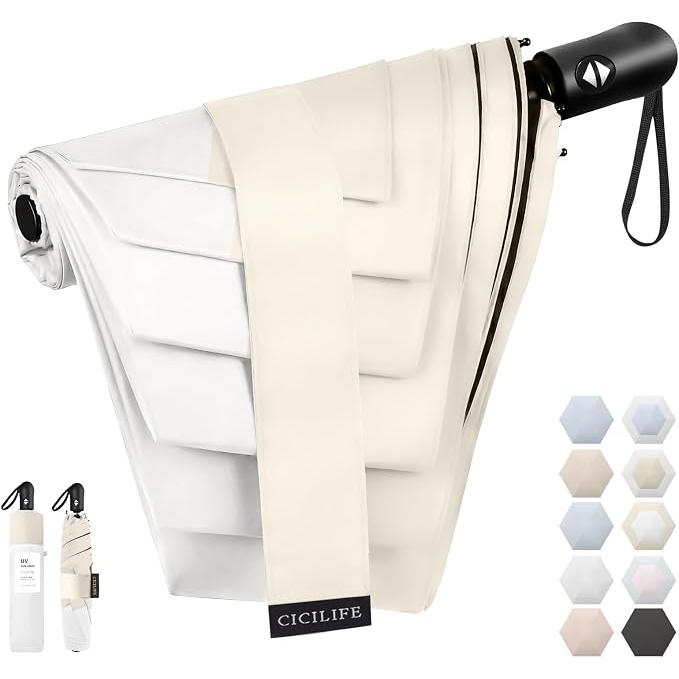 CICIBELLA Folding UV Parasol – 100% UV Protection, Full Blackout, Auto Open/Close