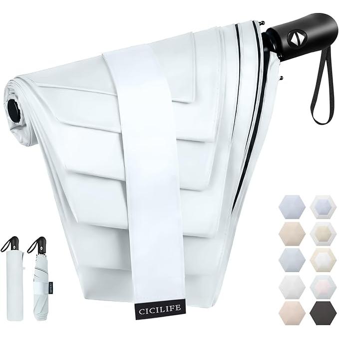CICIBELLA Folding UV Parasol – 100% UV Protection, Full Blackout, Auto Open/Close