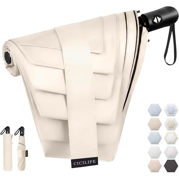 CICIBELLA Folding UV Parasol – 100% UV Protection, Full Blackout, Auto Open/Close