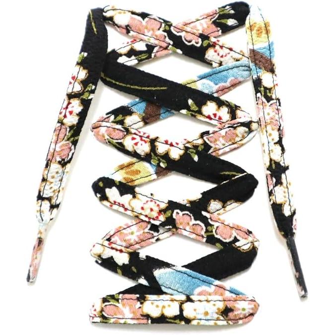 COCOLUCK Japanese Chirimen Shoelaces – 117cm Flat Laces for 5–6 Hole Sneakers, Stylish & Colorful, Souvenir Grand Prix Winner