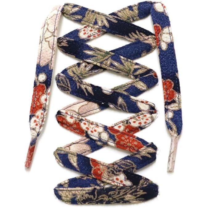 COCOLUCK Japanese Chirimen Shoelaces – 117cm Flat Laces for 5–6 Hole Sneakers, Stylish & Colorful, Souvenir Grand Prix Winner