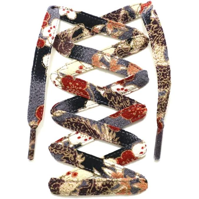 COCOLUCK Japanese Chirimen Shoelaces – 117cm Flat Laces for 5–6 Hole Sneakers, Stylish & Colorful, Souvenir Grand Prix Winner
