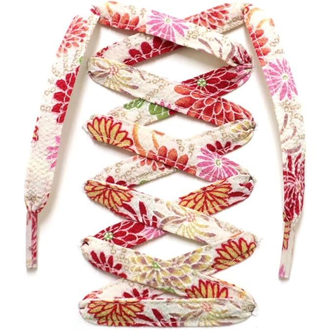 COCOLUCK Japanese Chirimen Shoelaces – 117cm Flat Laces for 5–6 Hole Sneakers, Stylish & Colorful, Souvenir Grand Prix Winner