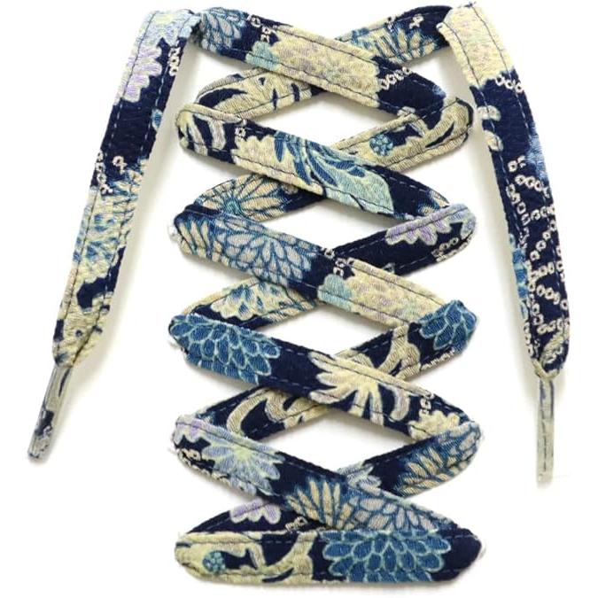 COCOLUCK Japanese Chirimen Shoelaces – 117cm Flat Laces for 5–6 Hole Sneakers, Stylish & Colorful, Souvenir Grand Prix Winner