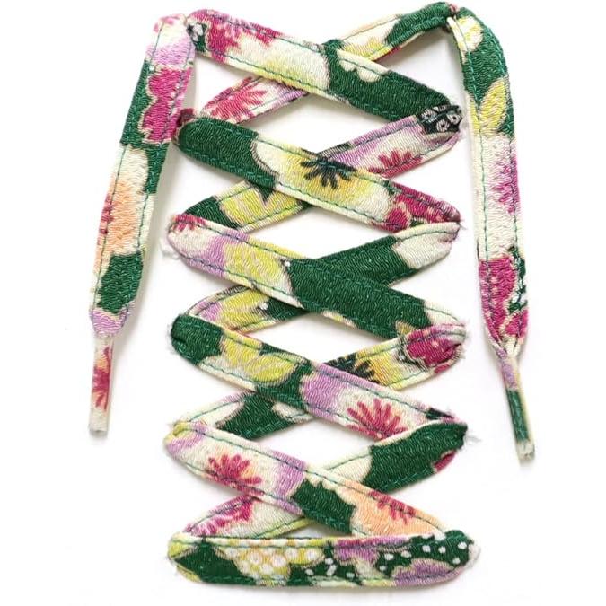 COCOLUCK Japanese Chirimen Shoelaces – 117cm Flat Laces for 5–6 Hole Sneakers, Stylish & Colorful, Souvenir Grand Prix Winner