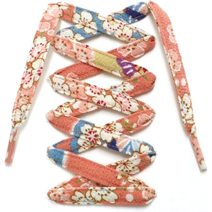 COCOLUCK Japanese Chirimen Shoelaces – 117cm Flat Laces for 5–6 Hole Sneakers, Stylish & Colorful, Souvenir Grand Prix Winner