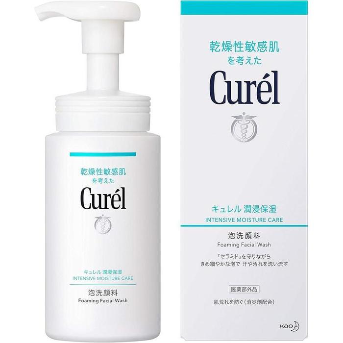 Curel Foaming Facial Wash – Sensitive Skin, Ceramide Care Cleanser, 150ml (No Alcohol)