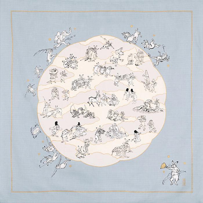 MUSUBI Choju Jinbutsu Giga Lotus Leaf Furoshiki – Organic Cotton, 100 cm
