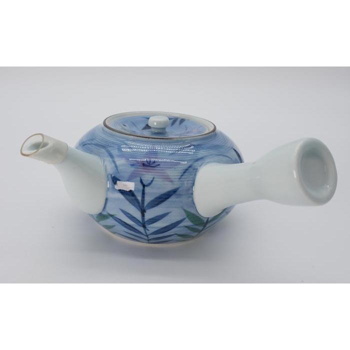 VINTAGE Japanese Arita Ware Tea Set – Blue Floral Kyusu Teapot with 5 Yunomi Cups and Wooden Box