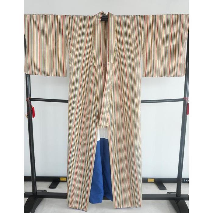 VINTAGE Kimono kosode Colorful Stripes For Height 161-171cm (maximum height for those who don't require an ohashori)