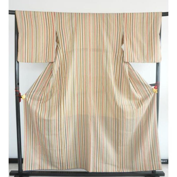 VINTAGE Kimono kosode Colorful Stripes For Height 161-171cm (maximum height for those who don't require an ohashori)