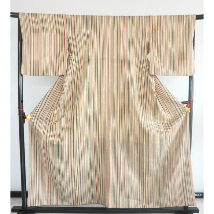 VINTAGE Kimono kosode Colorful Stripes For Height 161-171cm (maximum height for those who don't require an ohashori)