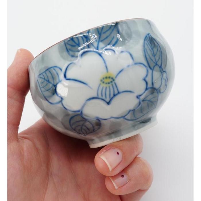 VINTAGE Japanese Arita Ware Chawanmushi Bowl with Lid – Blue and White Camellia Floral Pattern