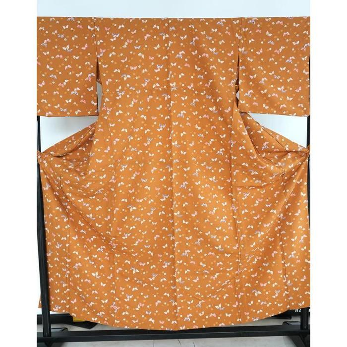 Vintage Kimono Kosode – Brown with butterflies, 155-165cm