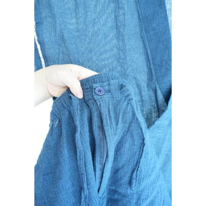Summer Men Jinbei - See-through Dark Blue L