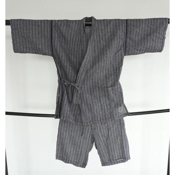 Summer Men Jinbei - Grey with vertical stripes M