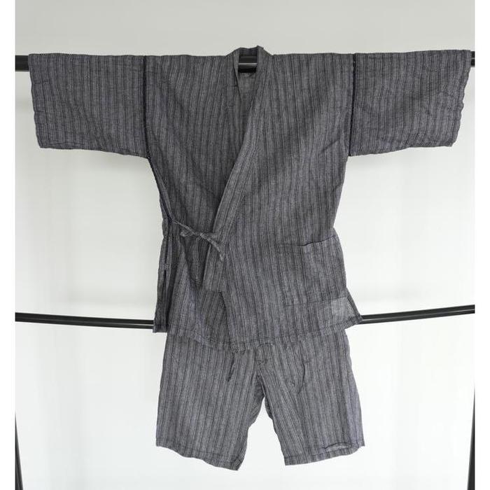 Summer Men Jinbei - Grey with vertical stripes M