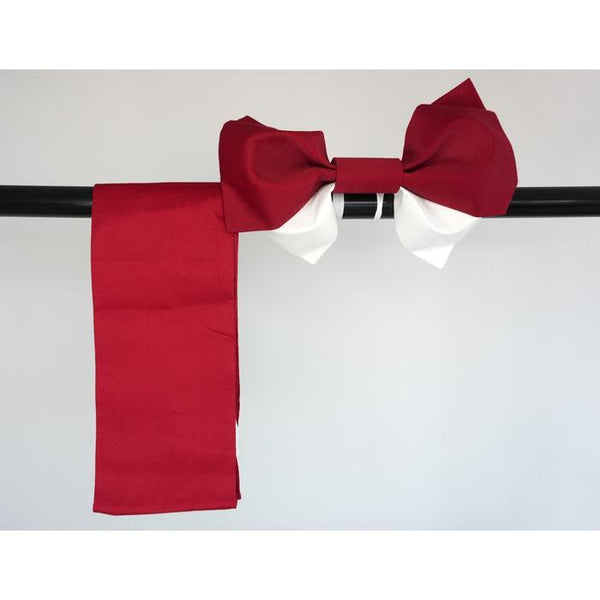 Vintage Japanese Obi with ribbon - Red and White
