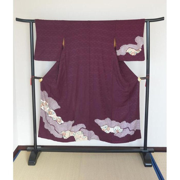 VINTAGE Kimono kosode Burgundy For Height 145-155cm (maximum height for those who don't require an ohashori)