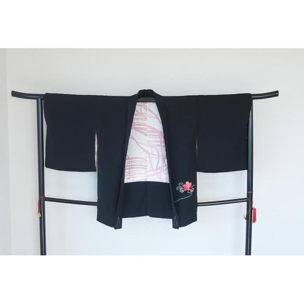 Vintage Haori – Black with flowers, Universal Size