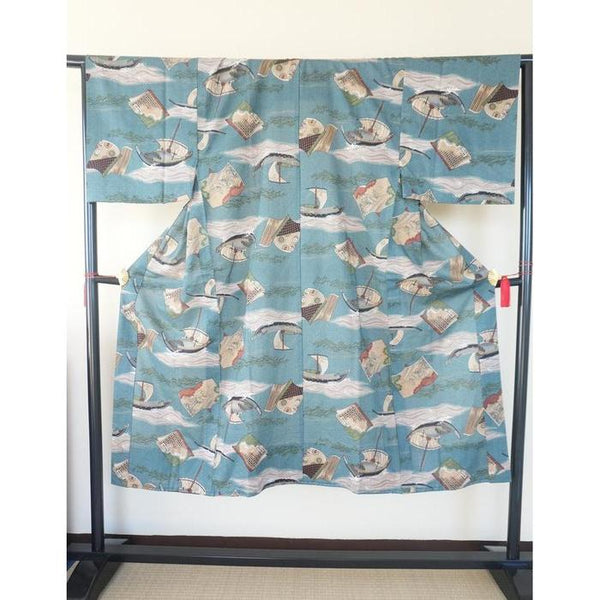 Blue Men Cotton Nagajuban For Height 155-160cm