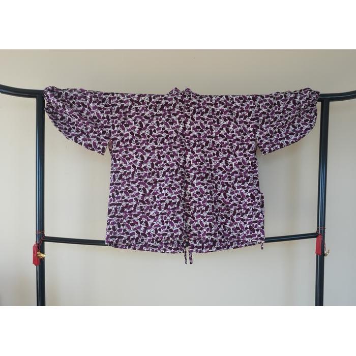 Vintage Cotton Haori – Purple Fans, Universal Size