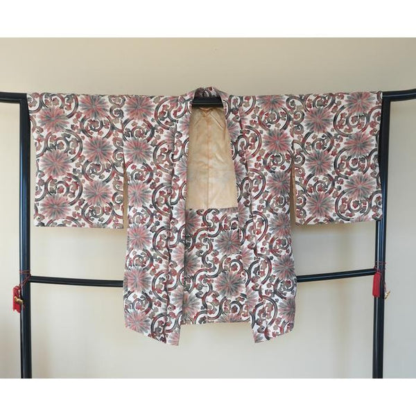 Vintage Cotton Haori – Beige with pattern, Universal Size