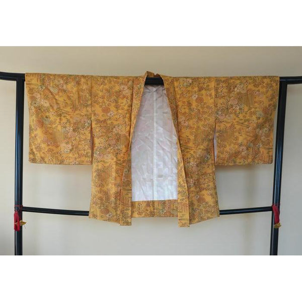Vintage Haori – Yellow with floral pattern, Universal Size