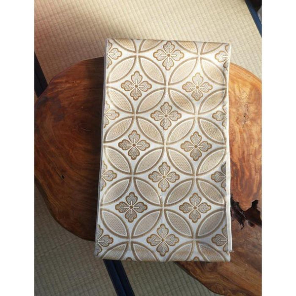 Vintage Japanese Obi Decorative - gold flowers