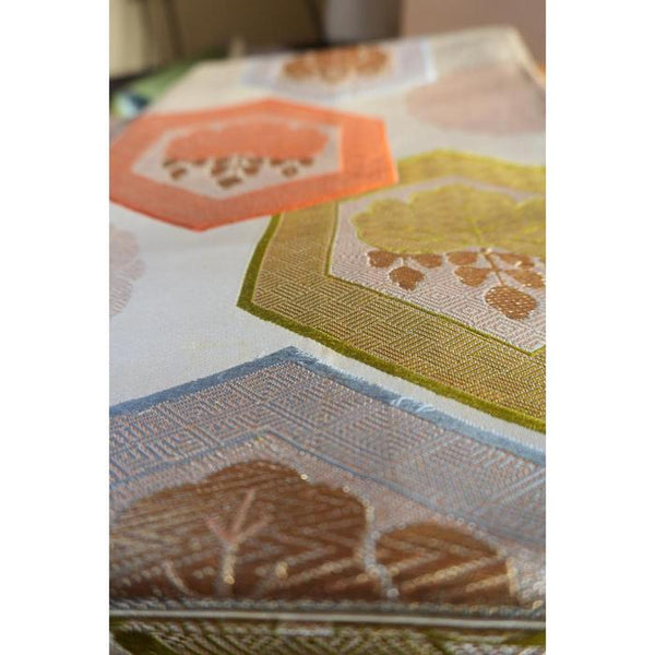 Vintage Japanese Obi Decorative - Silk Colorful hexagon
