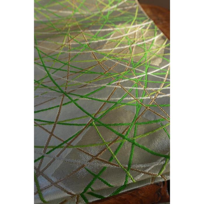 Vintage Japanese Obi Decorative - Beige with Green Stripes