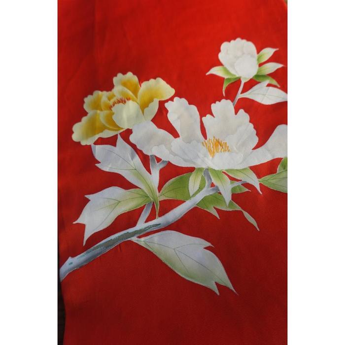 Vintage Japanese Obi Decorative - Orange with Flowers