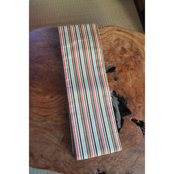 Vintage Japanese Hanhaba Cotton Obi Decorative - Colorful Stripes
