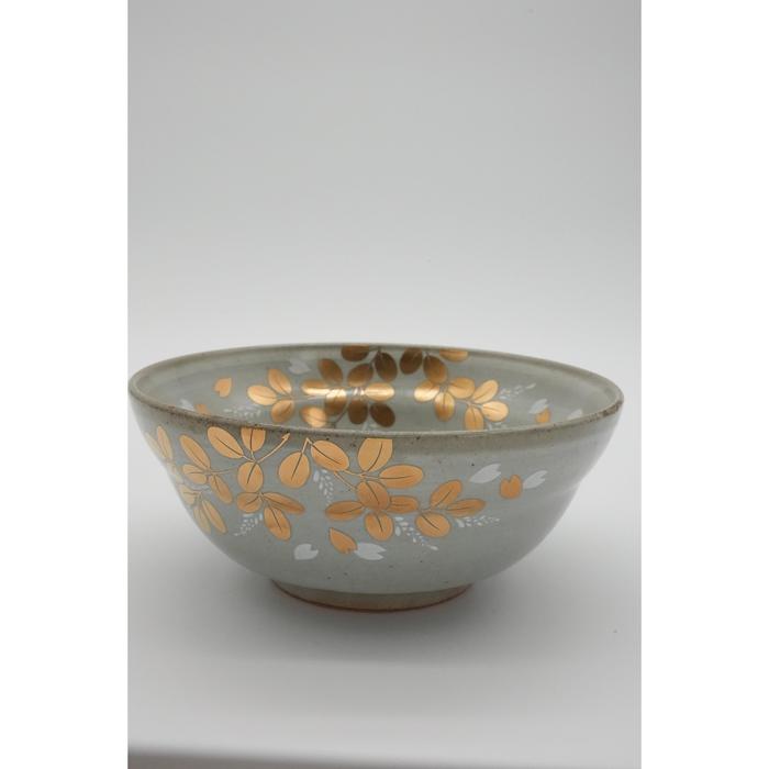 VINTAGE-Tachikichi Kutani-yaki Serving Bowl with Gold Floral Design