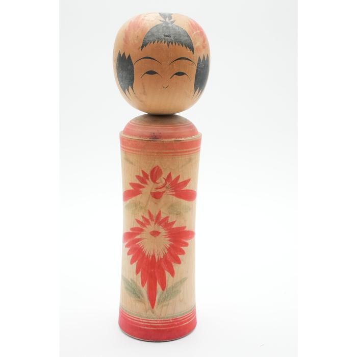 Traditional Japanese Kokeshi Doll – Handcrafted Wooden Art RED BIG