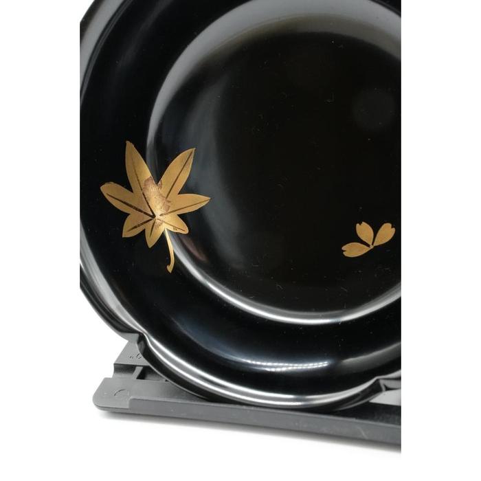 VINTAGE- Japanese Lacquerware Bowls Set – Black & Red Shunju Maki-e Design (2 pcs)