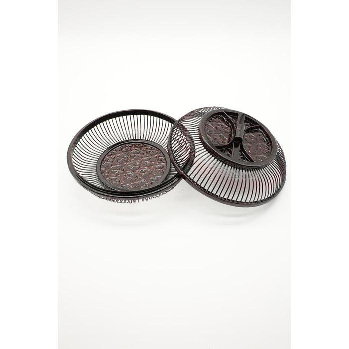 VINTAGE- High Class Japanese Rantai Shikki Lacquerware Basket – Traditional Bamboo-Core Craft
