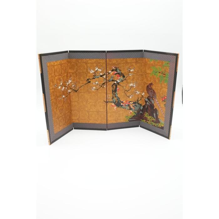 VINTAGE- LUXURY Japanese Folding Screen “Plum Trees and Pheasants” (Ume ni Yamadori-zu)