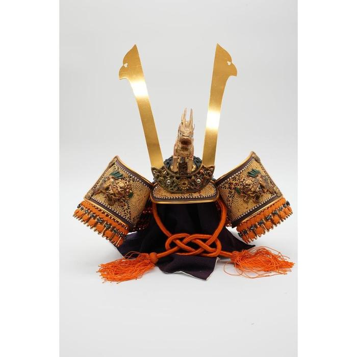 VINTAGE- HIGH CLASS SAMURAI HELMET- Gogatsu Ningyo Samurai Helmet Display Decoration with box