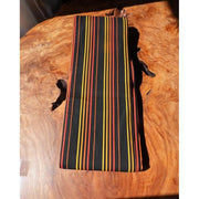 Vintage Japanese Cotton Hanhaba Obi – Black with Red & Yellow Stripes