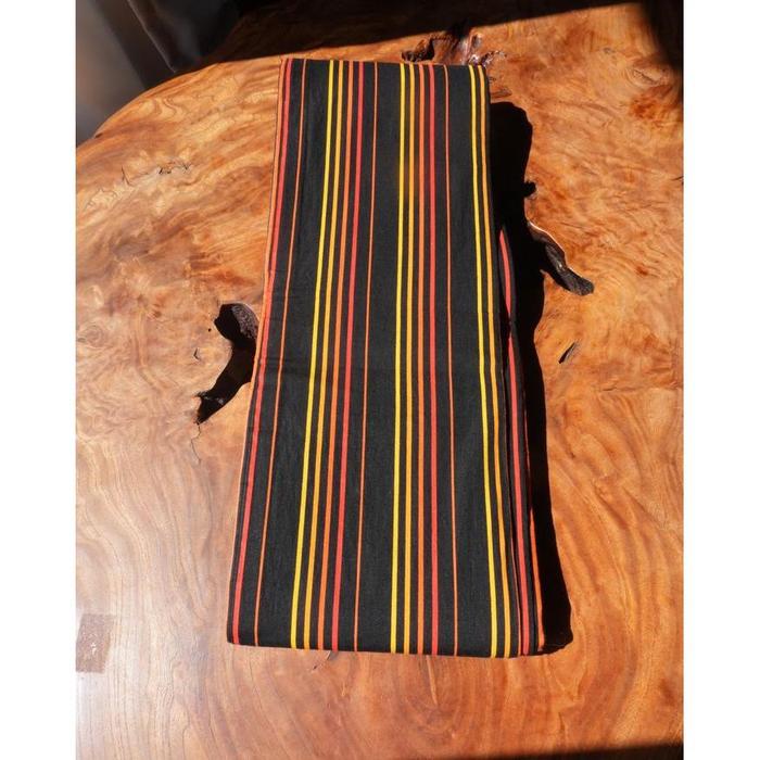 Vintage Japanese Cotton Hanhaba Obi – Black with Red & Yellow Stripes