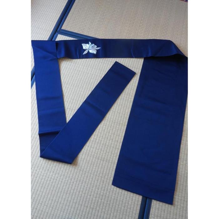 Vintage Japanese Nagoya Obi – Deep Navy with Silver Floral Motif