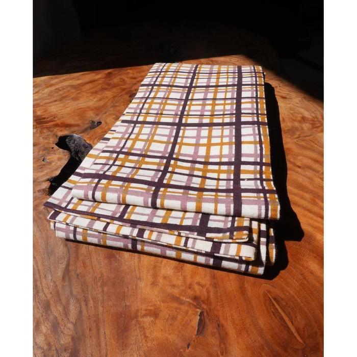 Vintage Japanese Cotton Obi – Checkered Pattern Hanhaba Obi